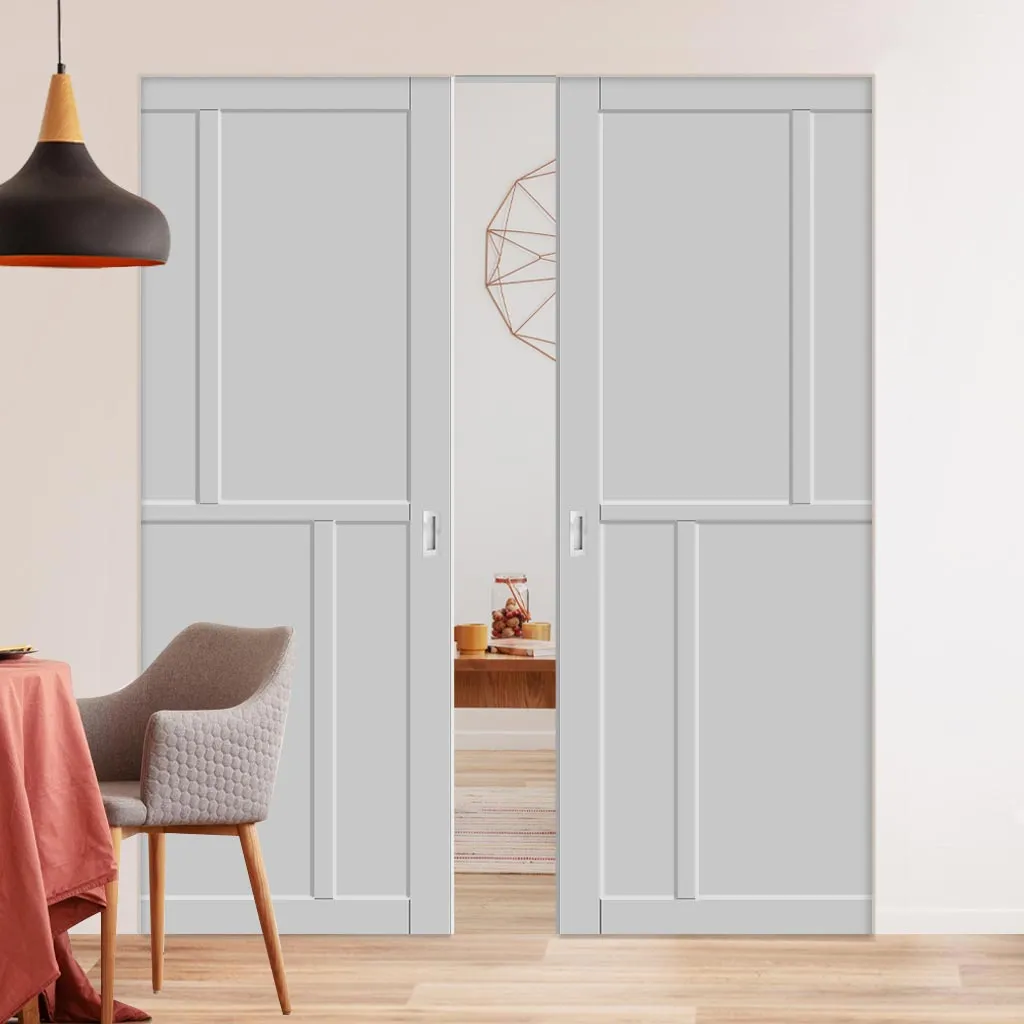 Bespoke Handmade Eco-Urban® Hampton 4 Panel Double Absolute Evokit Pocket Door DD6413 - Colour Options