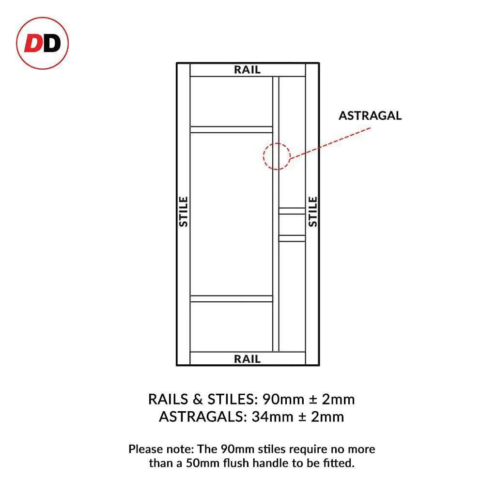 Bespoke Handmade Eco-Urban® Isla 6 Pane Double Absolute Evokit Pocket Door DD6429G Clear Glass - Colour Options