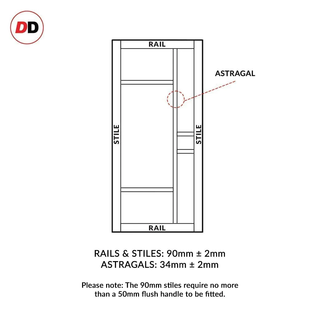 Bespoke Handmade Eco-Urban® Jura 5 Pane 1 Panel Double Absolute Evokit Pocket Door DD6431G Clear Glass - Colour Options