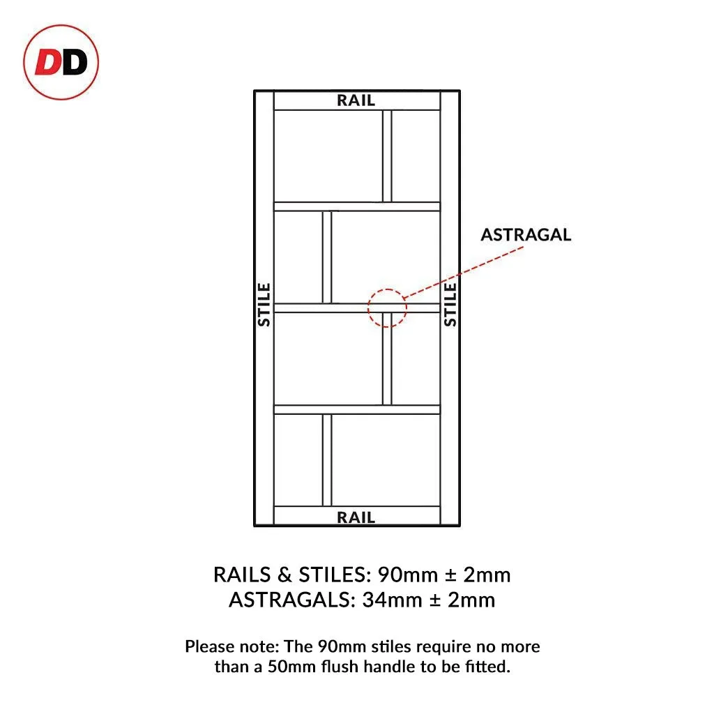 Bespoke Handmade Eco-Urban® Kochi 8 Pane Single Absolute Evokit Pocket Door DD6415G Clear Glass - Colour Options