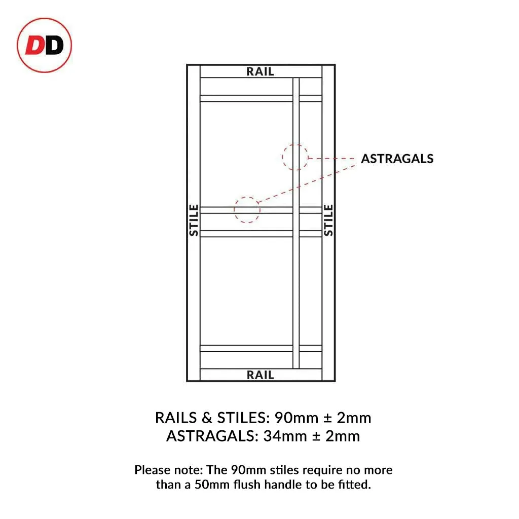 Bespoke Handmade Eco-Urban® Leith 9 Panel Double Absolute Evokit Pocket Door DD6316 - Colour Options