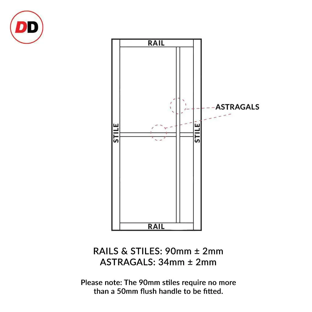 Bespoke Handmade Eco-Urban® Marfa 4 Pane Double Evokit Pocket Door DD6313G - Clear Glass - Colour Options