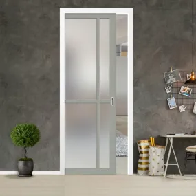 Bespoke Handmade Eco-Urban® Marfa 4 Pane Single Evokit Pocket Door DD6313SG - Frosted Glass - Colour Options