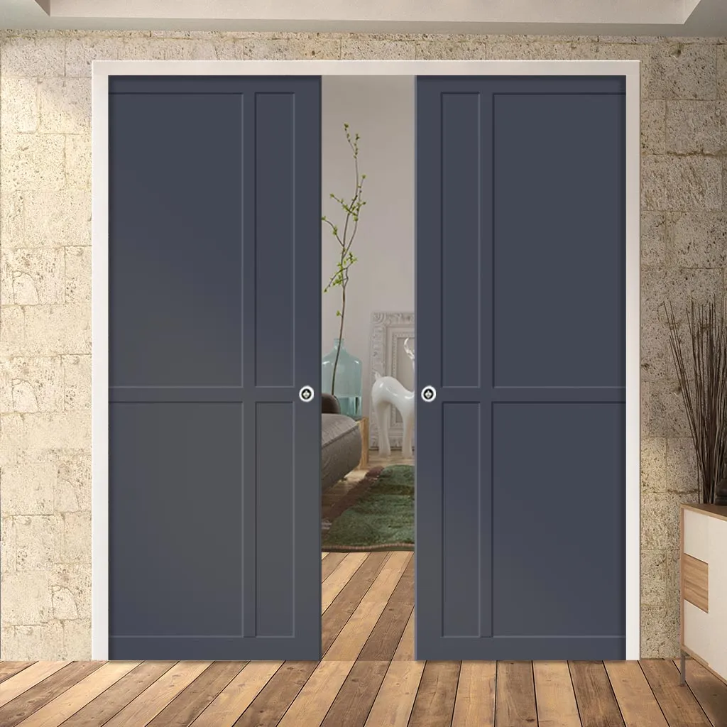 Bespoke Handmade Eco-Urban® Marfa 4 Panel Double Evokit Pocket Door DD6313 - Colour Options