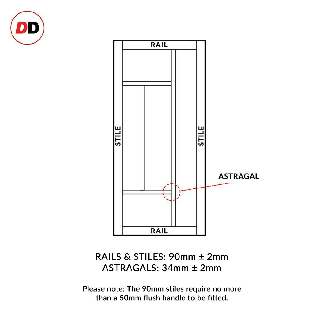 Bespoke Handmade Eco-Urban® Morningside 5 Panel Double Absolute Evokit Pocket Door DD6437 - Colour Options