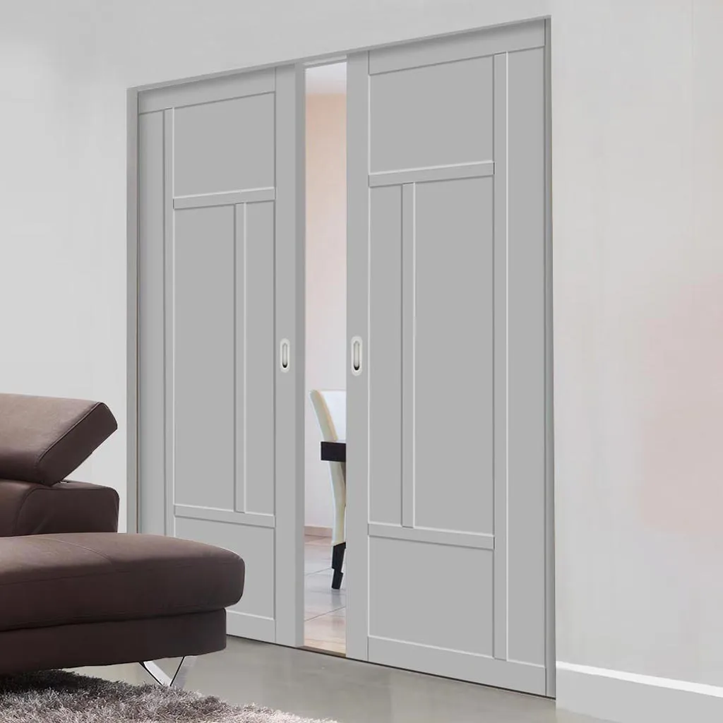 Bespoke Handmade Eco-Urban® Morningside 5 Panel Double Absolute Evokit Pocket Door DD6437 - Colour Options