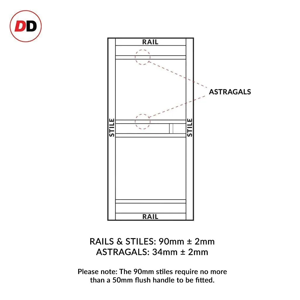 Bespoke Handmade Eco-Urban® Sheffield 5 Pane Double Evokit Pocket Door DD6312SG - Frosted Glass - Colour Options