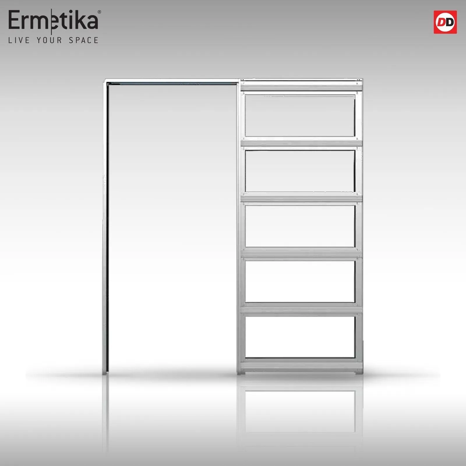 Bespoke Handmade Eco-Urban® Sheffield 5 Panel Single Evokit Pocket Door DD6312 - Colour Options