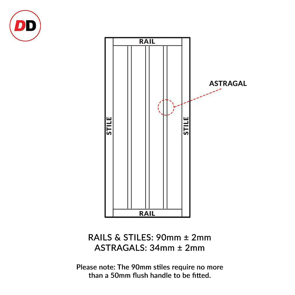 Bespoke Handmade Eco-Urban® Sintra 4 Pane Single Absolute Evokit Pocket Door DD6428SG Frosted Glass - Colour Options