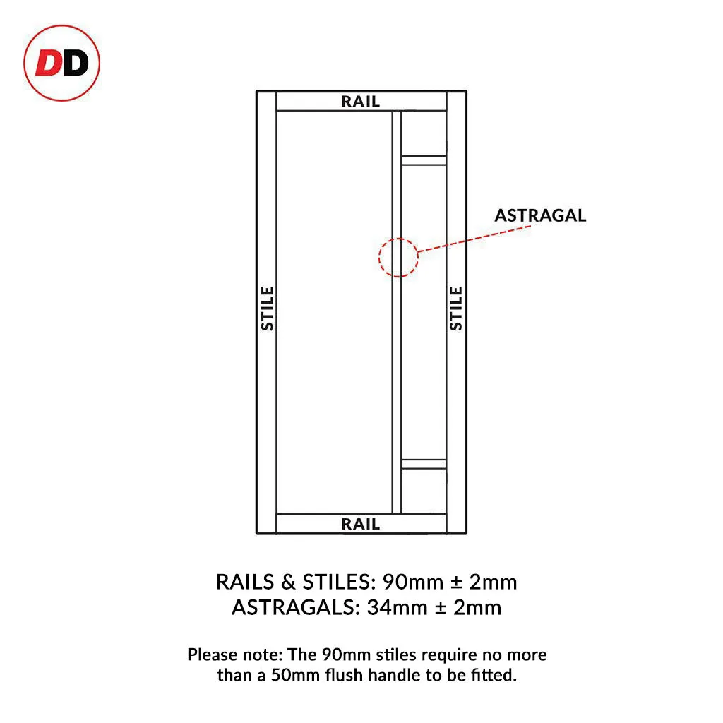 Bespoke Handmade Eco-Urban® Suburban 4 Pane Single Absolute Evokit Pocket Door DD6411G Clear Glass(2 FROSTED CORNER PANES)- Colour Options