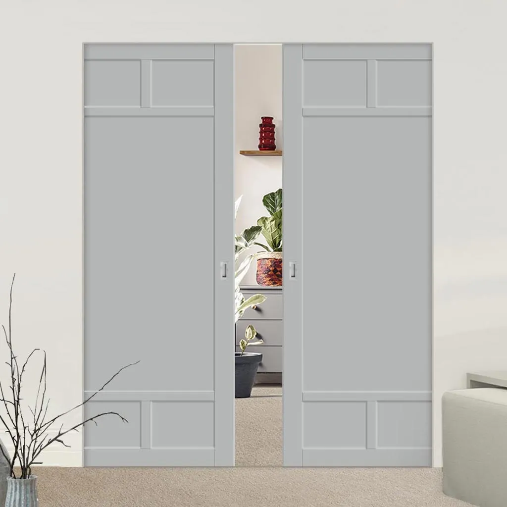 Bespoke Handmade Eco-Urban® Sydney 5 Panel Double Absolute Evokit Pocket Door DD6417 - Colour Options