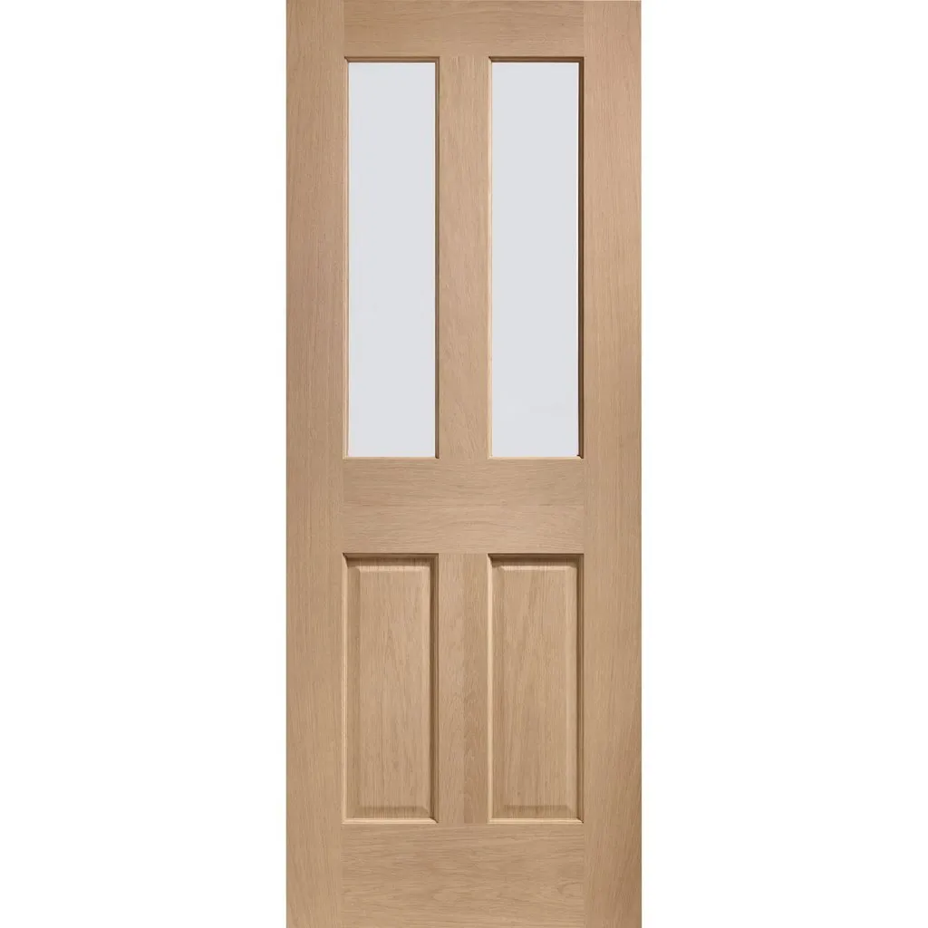 Bespoke Malton Oak Glazed Single Pocket Door - No Raised Mouldings - Prefinished