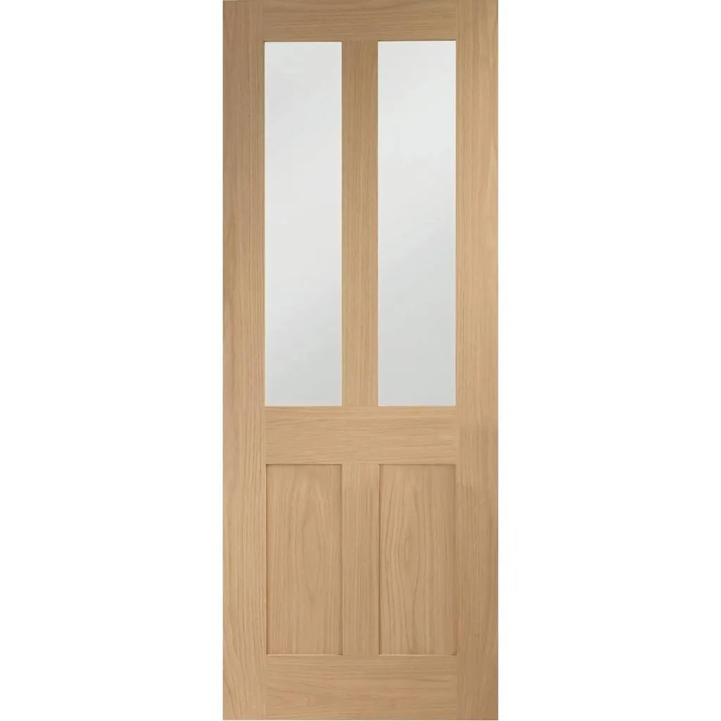 Bespoke Malton Oak Shaker 2P & 2L Glazed Double Pocket Door