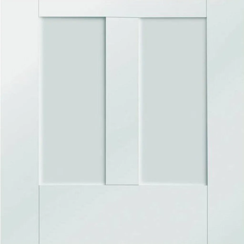 Bespoke Malton Shaker Glazed 3 Door Maximal Wardrobe and Frame Kit - White Primed