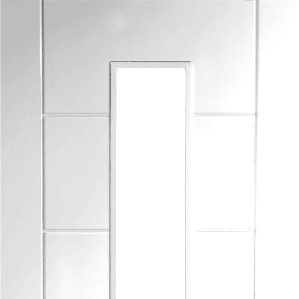 Bespoke Palermo 1L White Primed Glazed Single Frameless Pocket Door