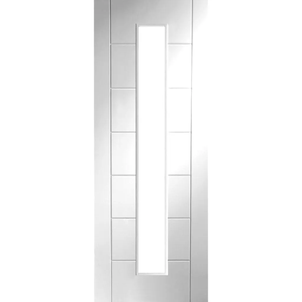 Bespoke Palermo 1L White Primed Glazed Single Frameless Pocket Door