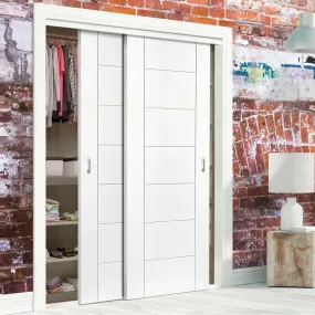 Bespoke Palermo Flush 2 Door Maximal Wardrobe and Frame Kit - White Primed - White Primed