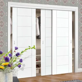 Bespoke Palermo Flush 3 Door Maximal Wardrobe and Frame Kit - White Primed