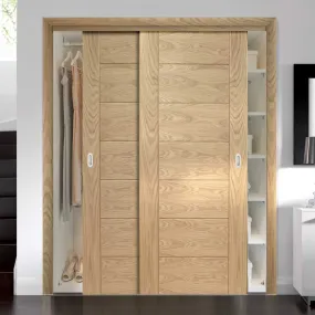 Bespoke Palermo Flush Oak 2 Door Maximal Wardrobe and Frame Kit