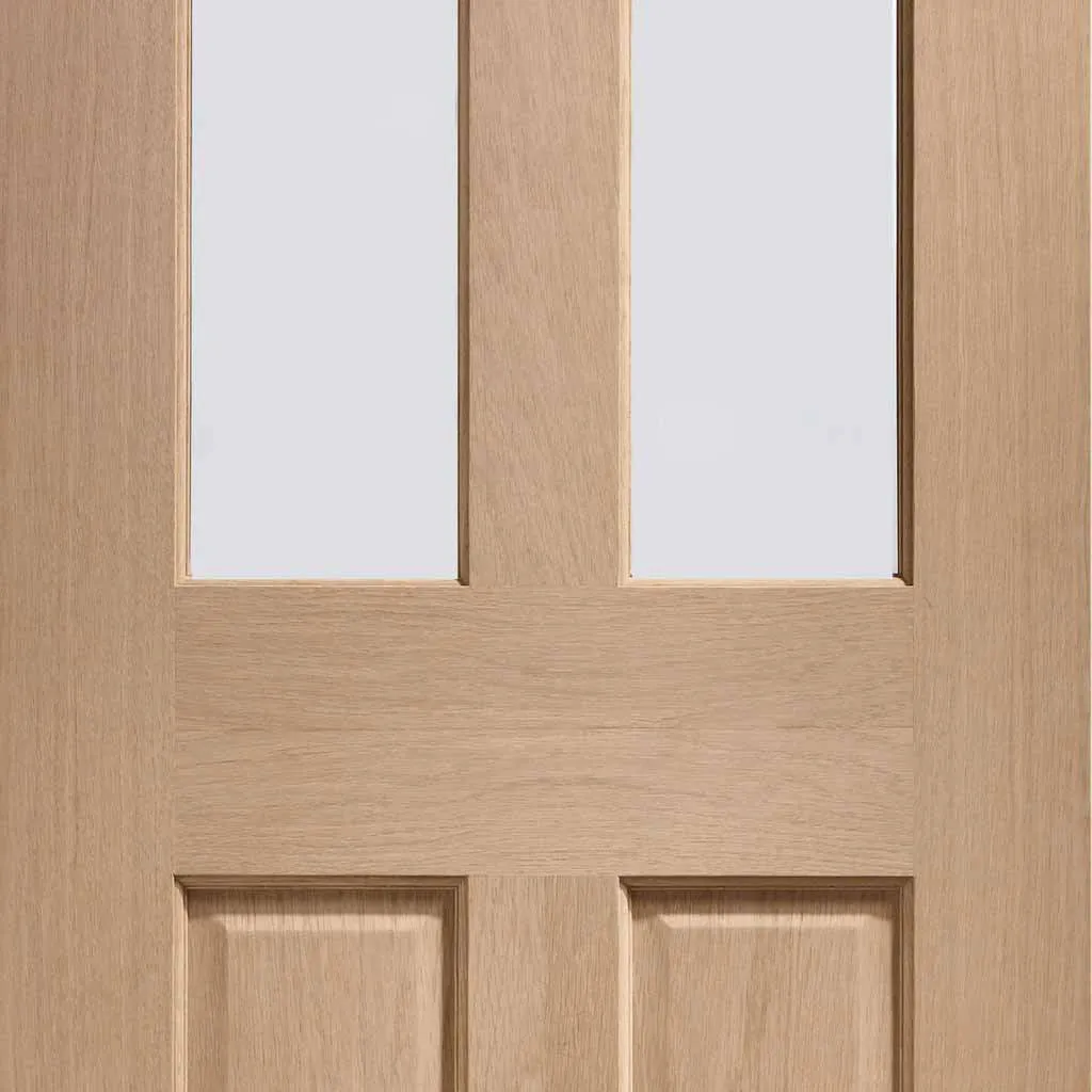 Bespoke Pass-Easi Malton Oak Glazed - 2 Sliding Doors and Frame Kit - Prefinished