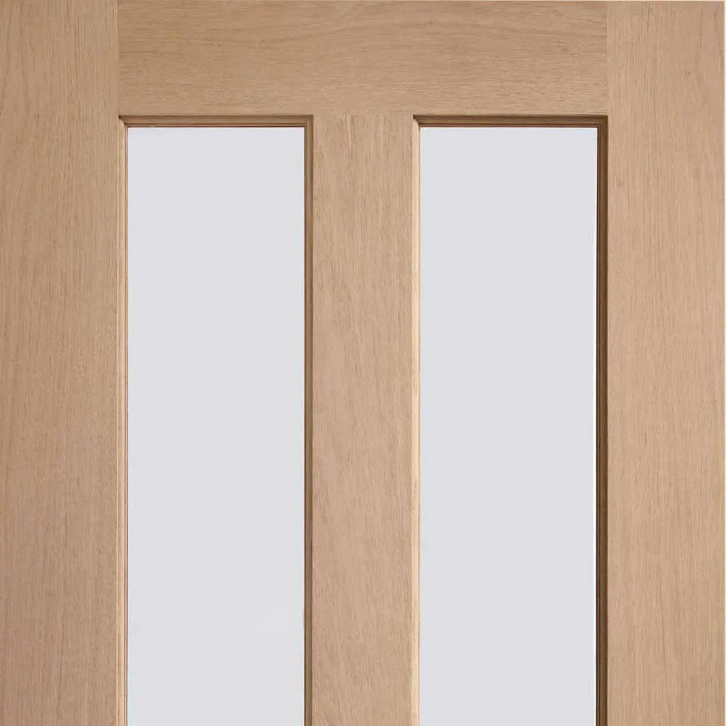 Bespoke Pass-Easi Malton Oak Glazed - 2 Sliding Doors and Frame Kit - Prefinished