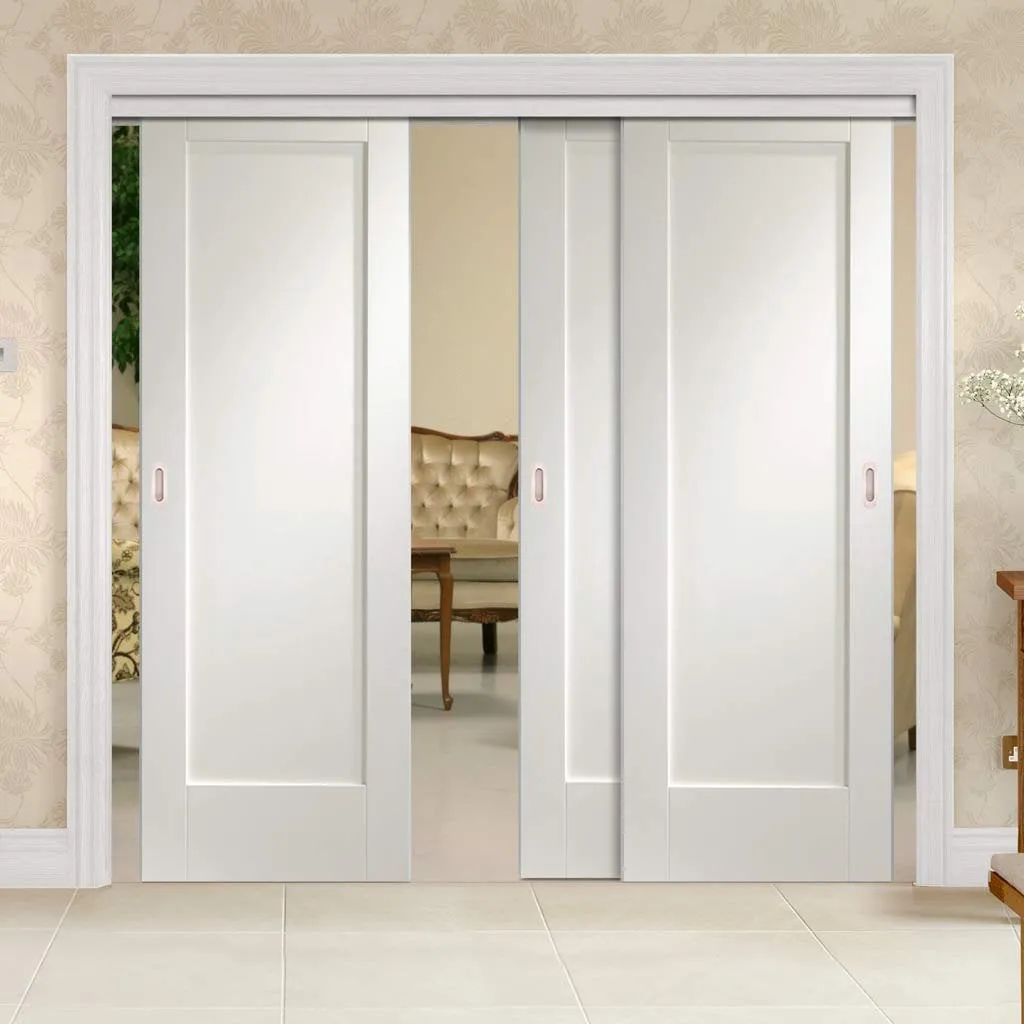 Bespoke Pass-Easi P10 1P - 3 Sliding Doors and Frame Kit - White Primed