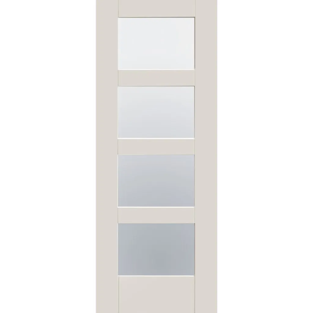 Bespoke Pass-Easi Shaker 4L Glazed - Clear Glass -2 Sliding Doors and Frame Kit - White Primed