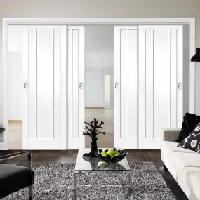 Bespoke Pass-Easi Worcester 3P - 4 Sliding Doors and Frame Kit - White Primed