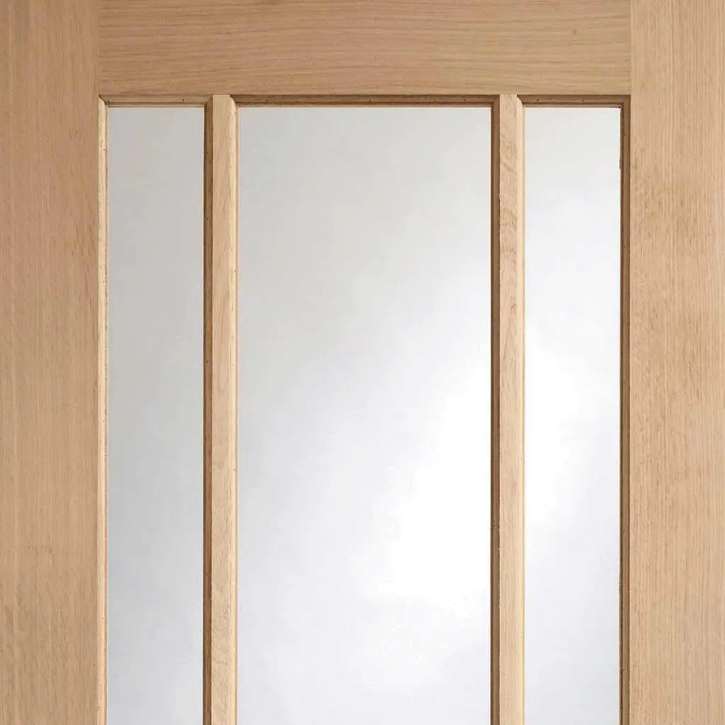 Bespoke Pass-Easi Worcester Oak 3 Pane - 2 Sliding Doors and Frame Kit - Prefinished