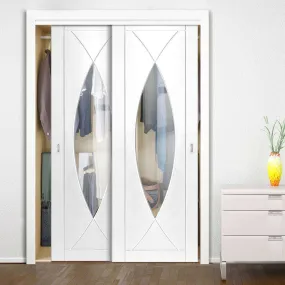 Bespoke Pesaro Glazed 2 Door Maximal Wardrobe and Frame Kit - White Primed - White Primed