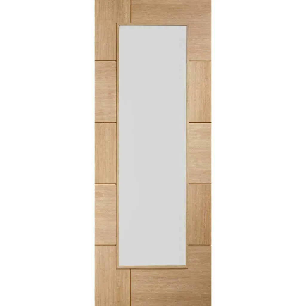 Bespoke Ravenna Oak Glazed Single Frameless Pocket Door - Prefinished - Clear Glass