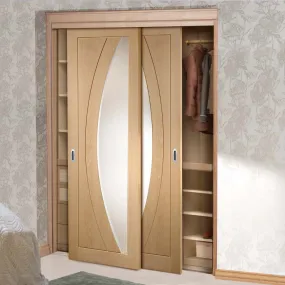 Bespoke Salerno Oak Glazed 2 Door Maximal Wardrobe and Frame Kit - Prefinished