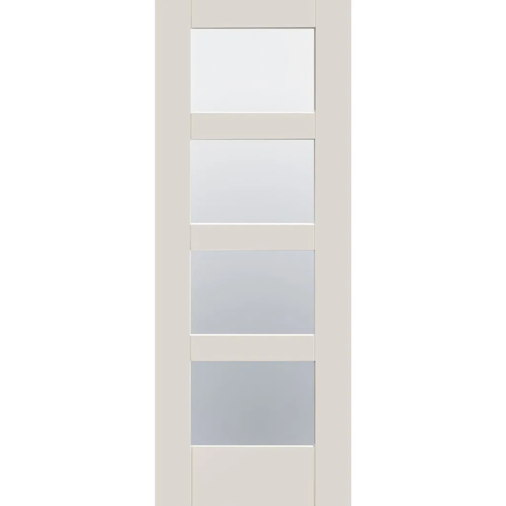 Bespoke Shaker 4L White Primed Glazed Double Frameless Pocket Door