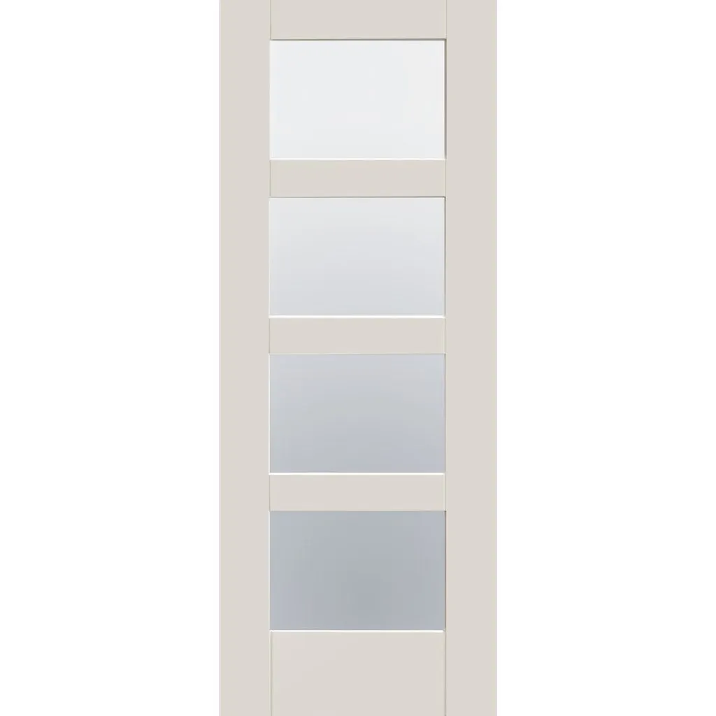 Bespoke Shaker 4L White Primed Glazed Double Pocket Door