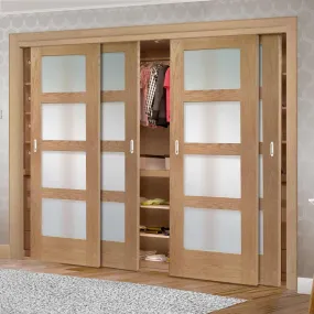 Bespoke Shaker Oak 4 Pane Glazed 4 Door Maximal Wardrobe and Frame Kit - Prefinished