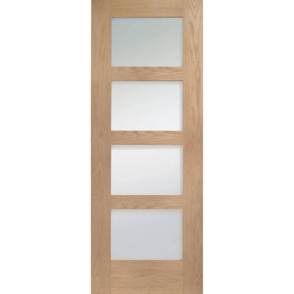 Bespoke Shaker Oak 4L Glazed Single Pocket Door - Clear Glass