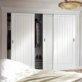 Bespoke Suffolk Flush 3 Door Maximal Wardrobe and Frame Kit - White Primed