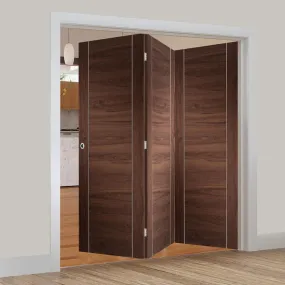 Bespoke Thrufold Forli Walnut Flush Folding 3 0 Door - Aluminium Inlay - Prefinished