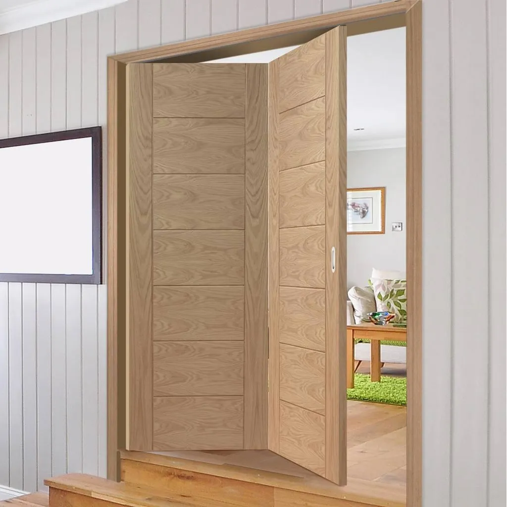 Bespoke Thrufold Palermo Flush Oak Folding 2 0 Door - Panel Effect