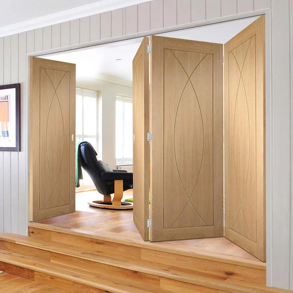 Bespoke Thrufold Pesaro Oak Flush Folding 3 1 Door - Prefinished