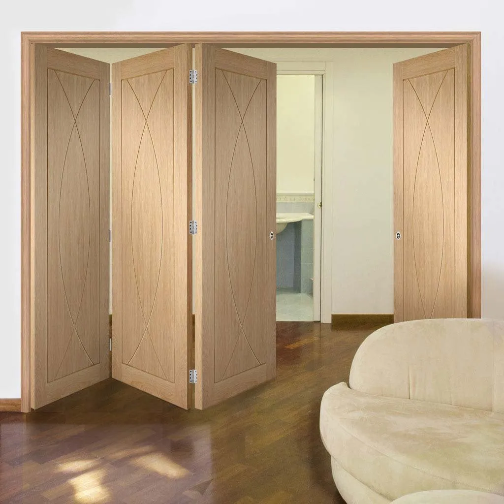 Bespoke Thrufold Pesaro Oak Flush Folding 3 1 Door - Prefinished