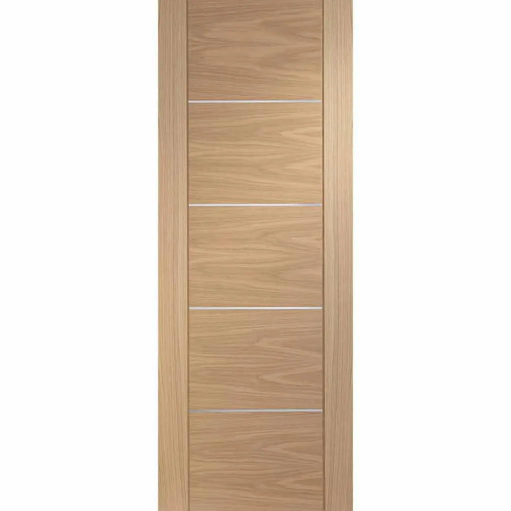 Bespoke Thrufold Portici Oak Flush Folding 2 1 Door - Aluminium Inlay - Prefinished