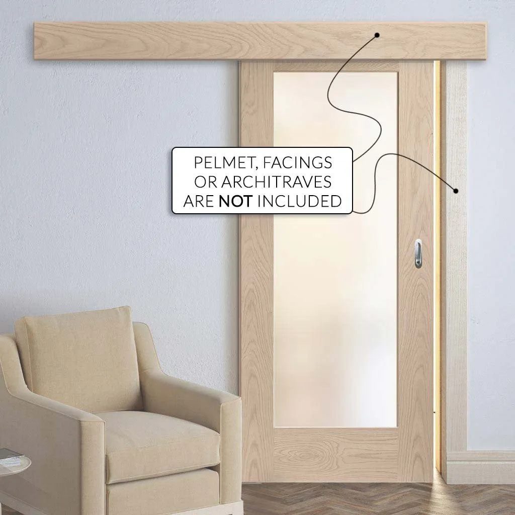 Bespoke Thruslide Surface Pattern 10 1 Pane Shaker Oak Glazed - Sliding Door and Track Kit