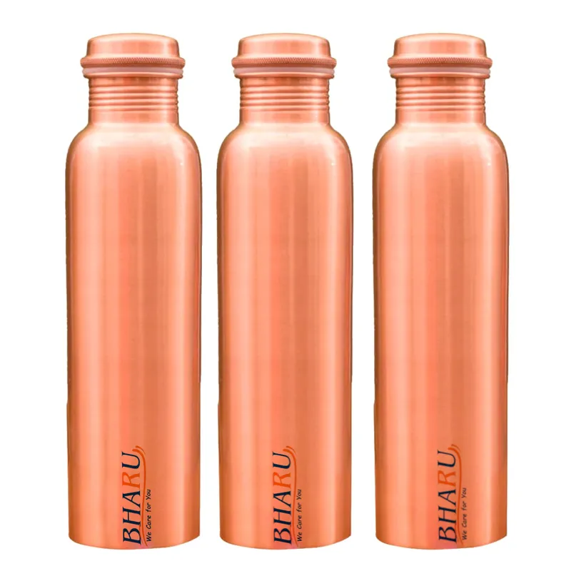 Bharu Plain Copper Bottle 950 ml- Pack of 3