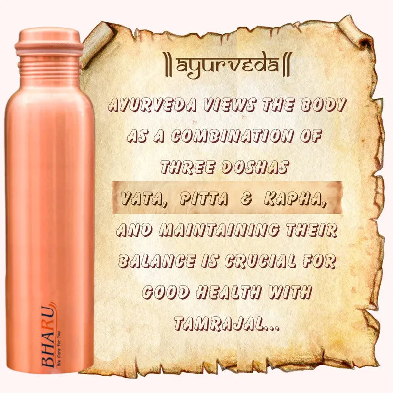 Bharu Plain Copper Bottle 950 ml- Pack of 3