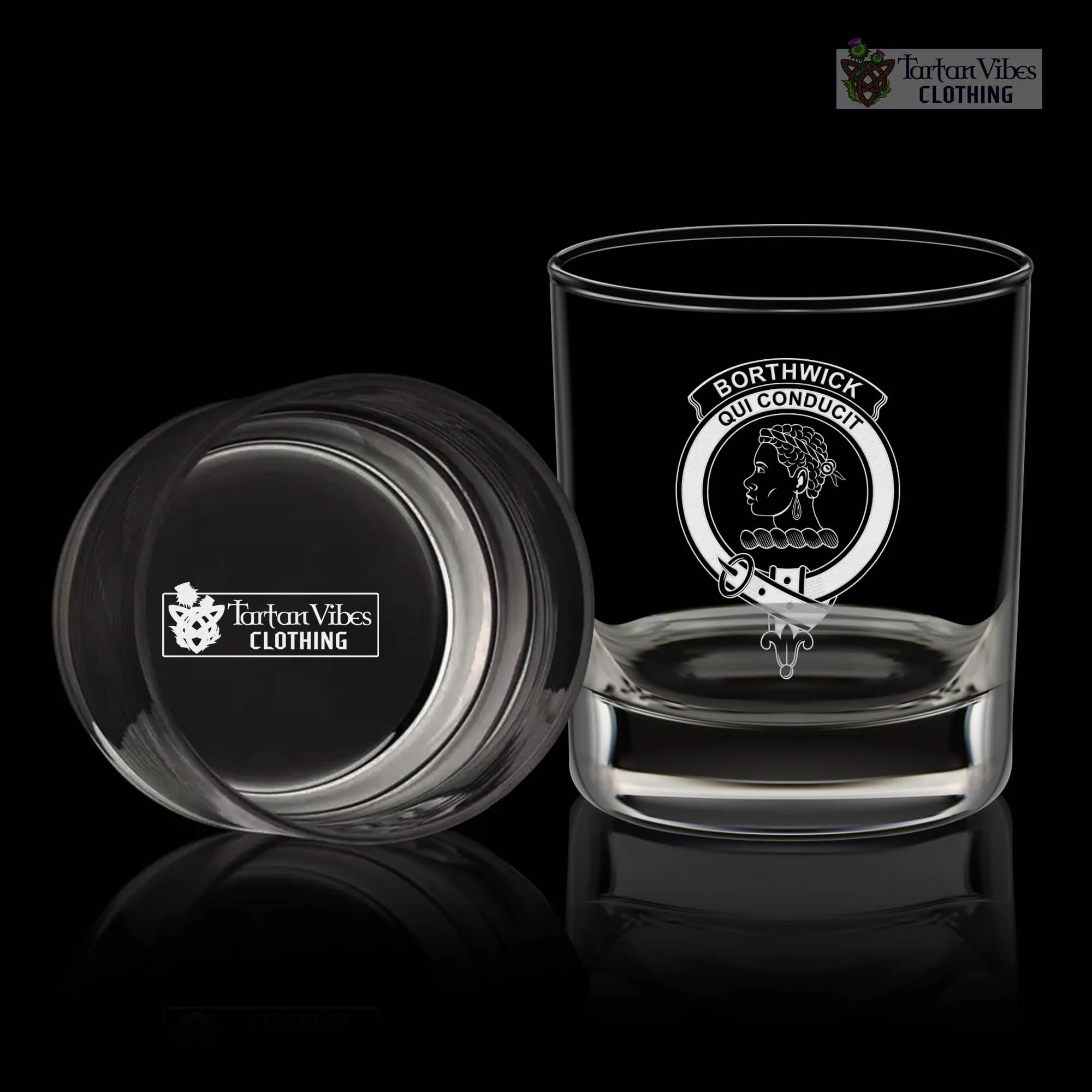 Borthwick Family Crest Engraved Whiskey Glass