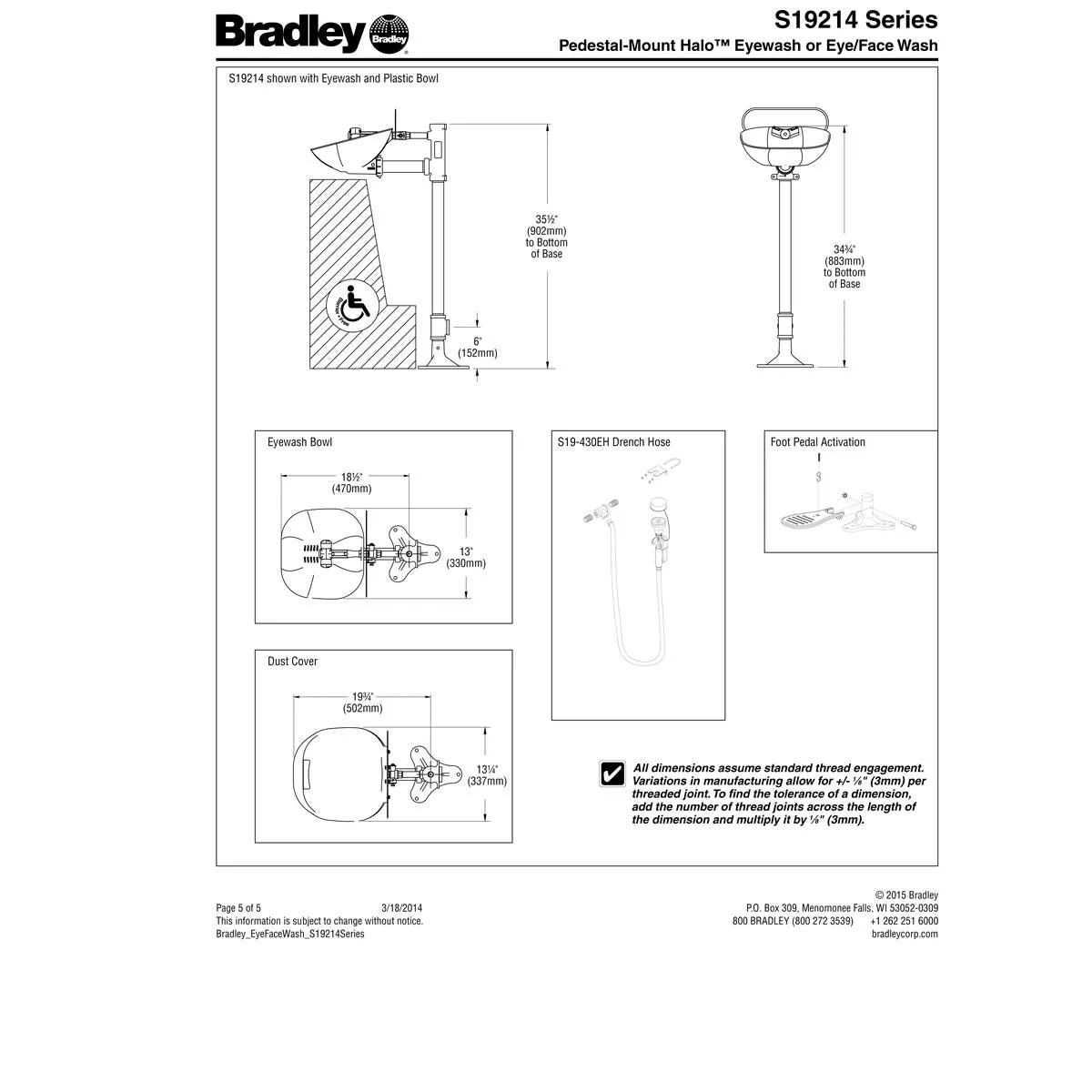 Bradley S19214P Halo Eye Face Wash Station w/ Drench Hose, Pedestal Mount