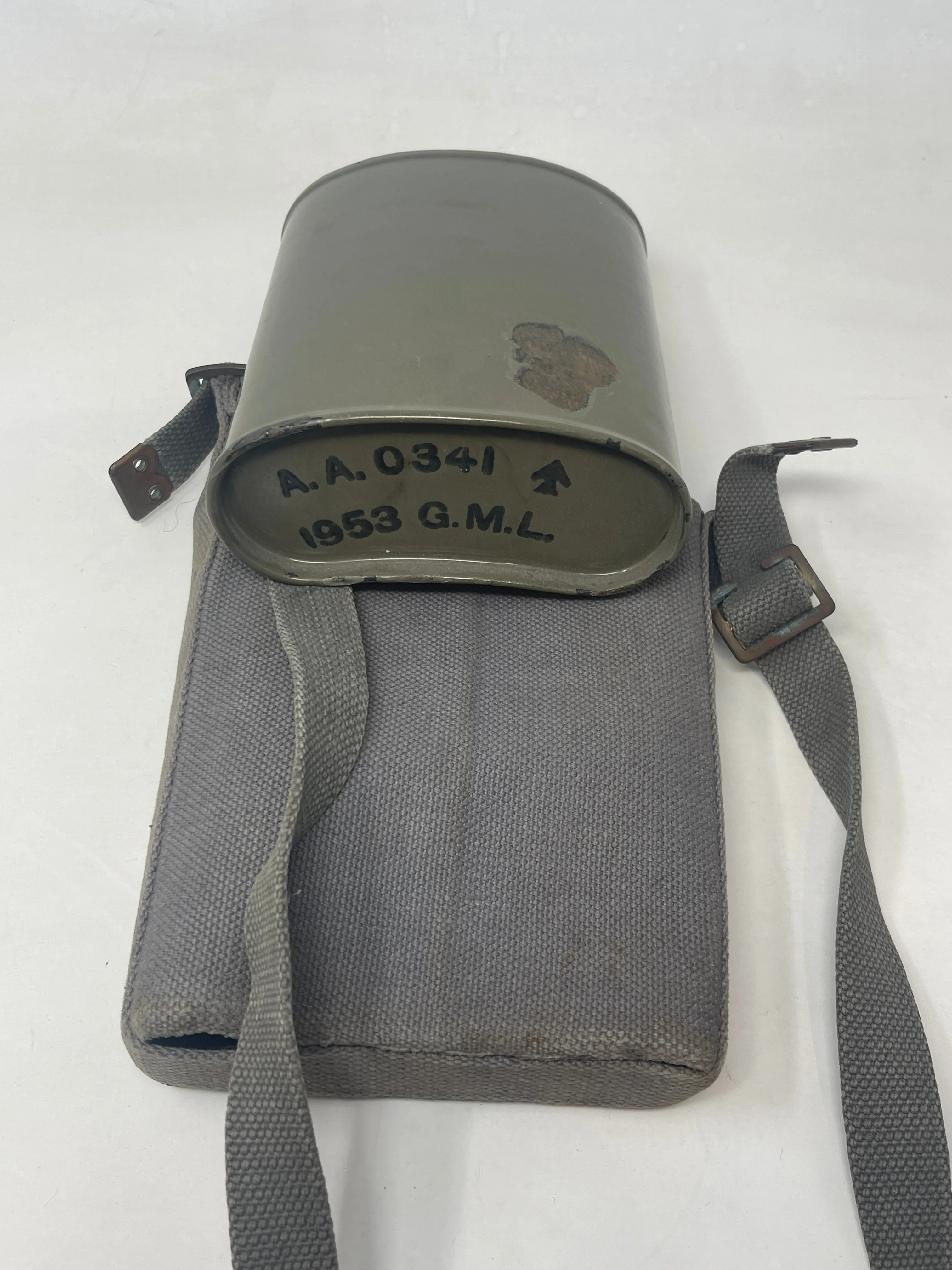 British Royal Air Force Water Bottle w/ '37 Pattern Webbing Cover c.1950