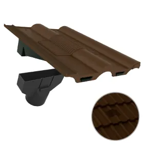 Brown Double Roman Roof Tile Vent & Adapter for Marley Redland Sandtoft