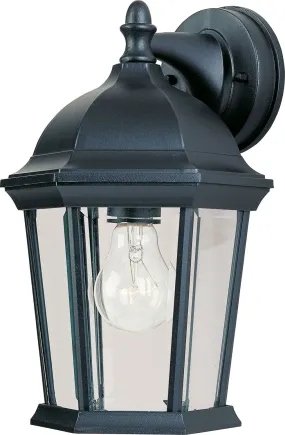 Builder Cast 1-Light Outdoor Wall Lantern in Black with Clear Glass